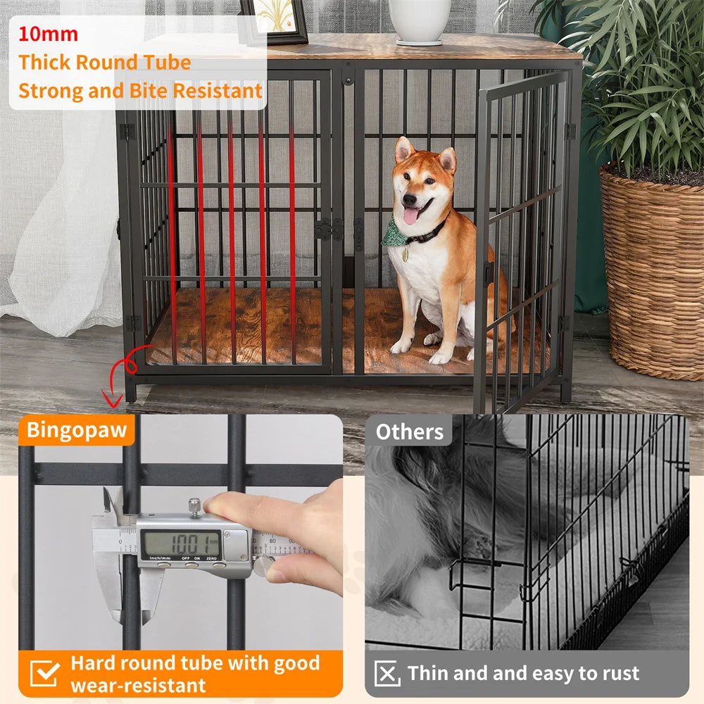 BORWARTH Ultra Thick Dog Crate With Removable Divider And Doors