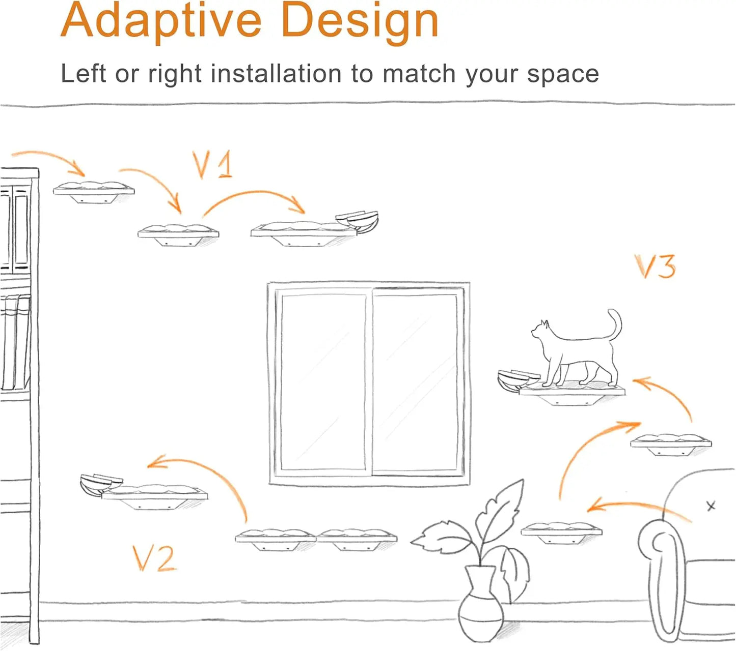 OEINGCN Wall Mounted Cat Shelves With Elevated Ceramic Feeding Station