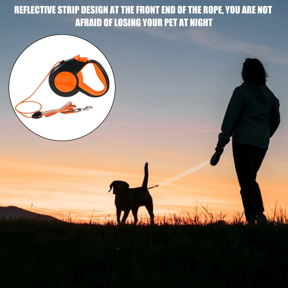 Willstar Retractable Dog Leash Heavy Duty Reflective Tape Non-Slip Handle