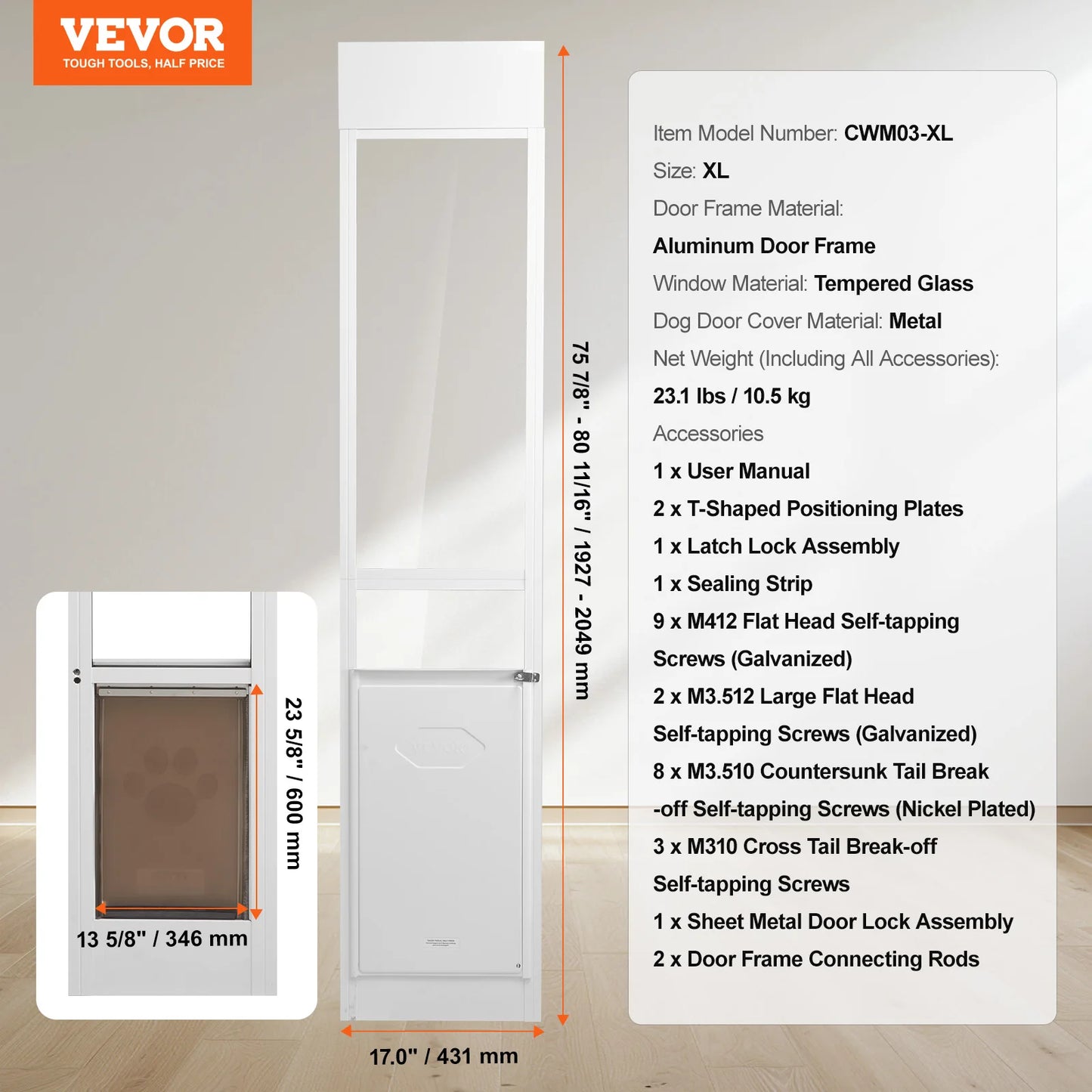 NONEDog Door Sliding Glass Door For Pet Access Premium Quality