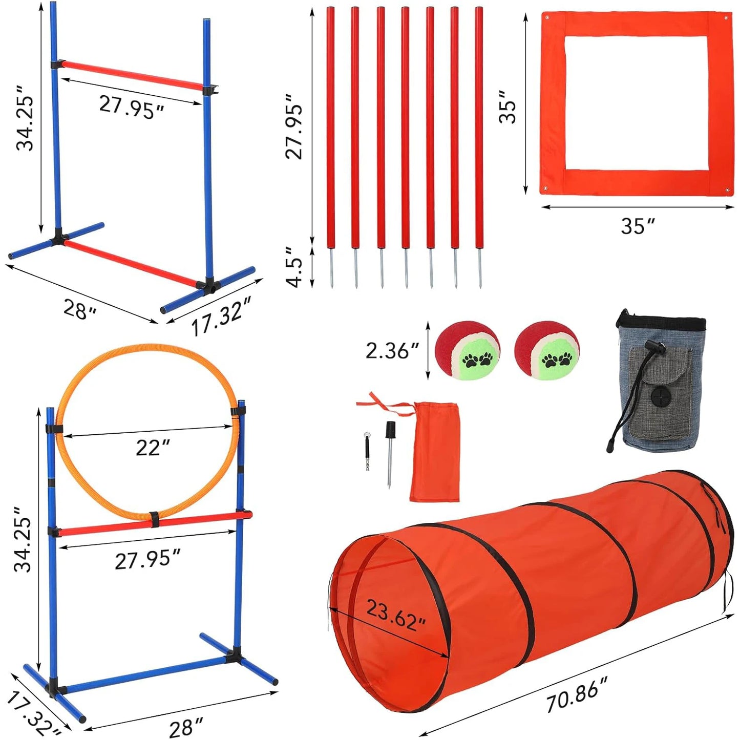HiMIS Dog Agility Set 87 Piece Obstacle Course Kit