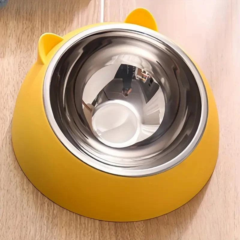 Ear Shaped Non Slip Cat Bowl Stainless Steel Food Feeder