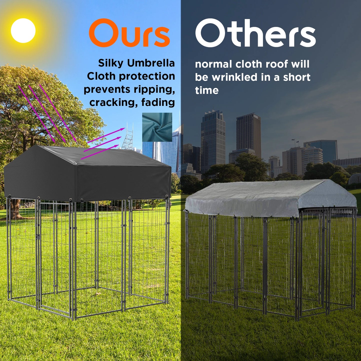 High-Concerned Dog Cage Outdoor Run Enclosure With Roof Shelter