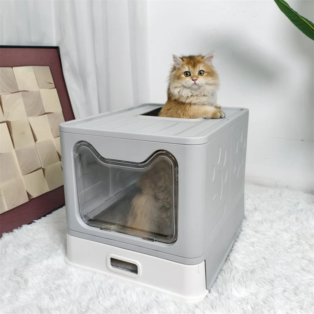 Enclosed Stainless Steel Cat Litter Box With Lid Scoop