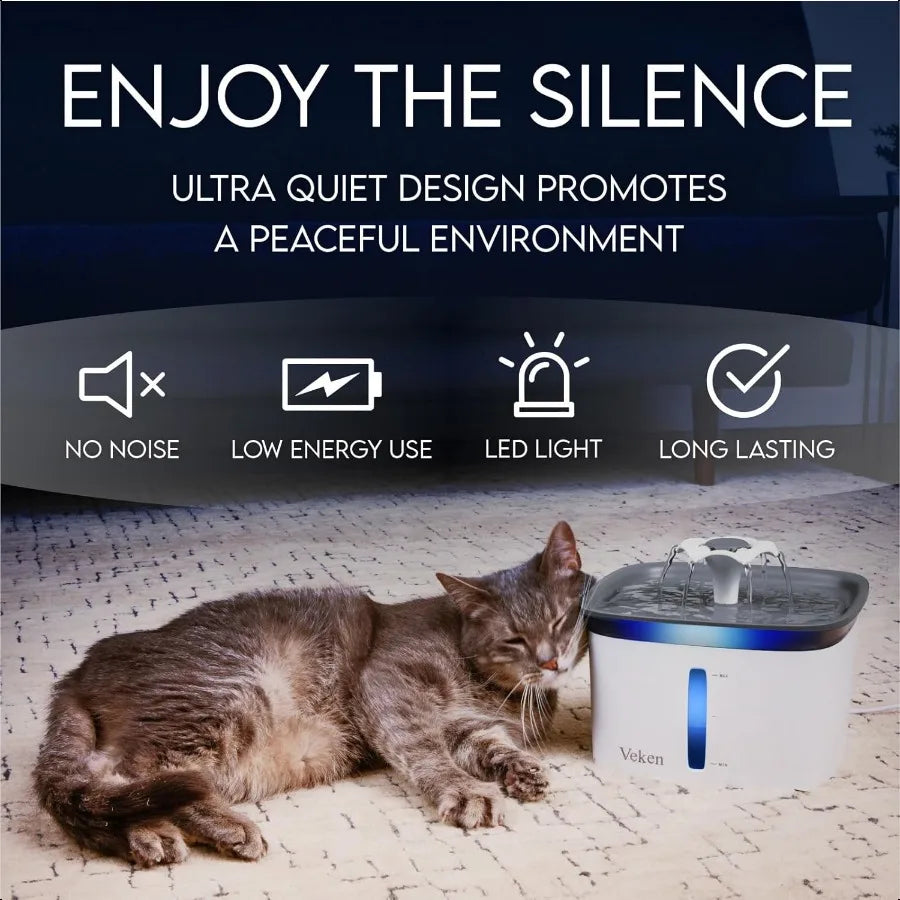 Veken Automatic Pet Fountain With Replacement Filters