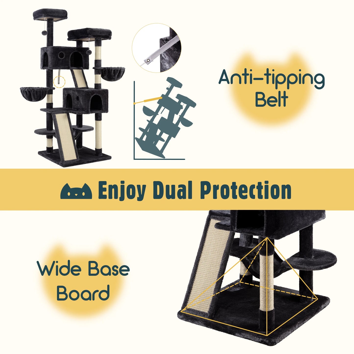 Hoomic Multi Level Cat Tree Tower With Plush Perches Condo