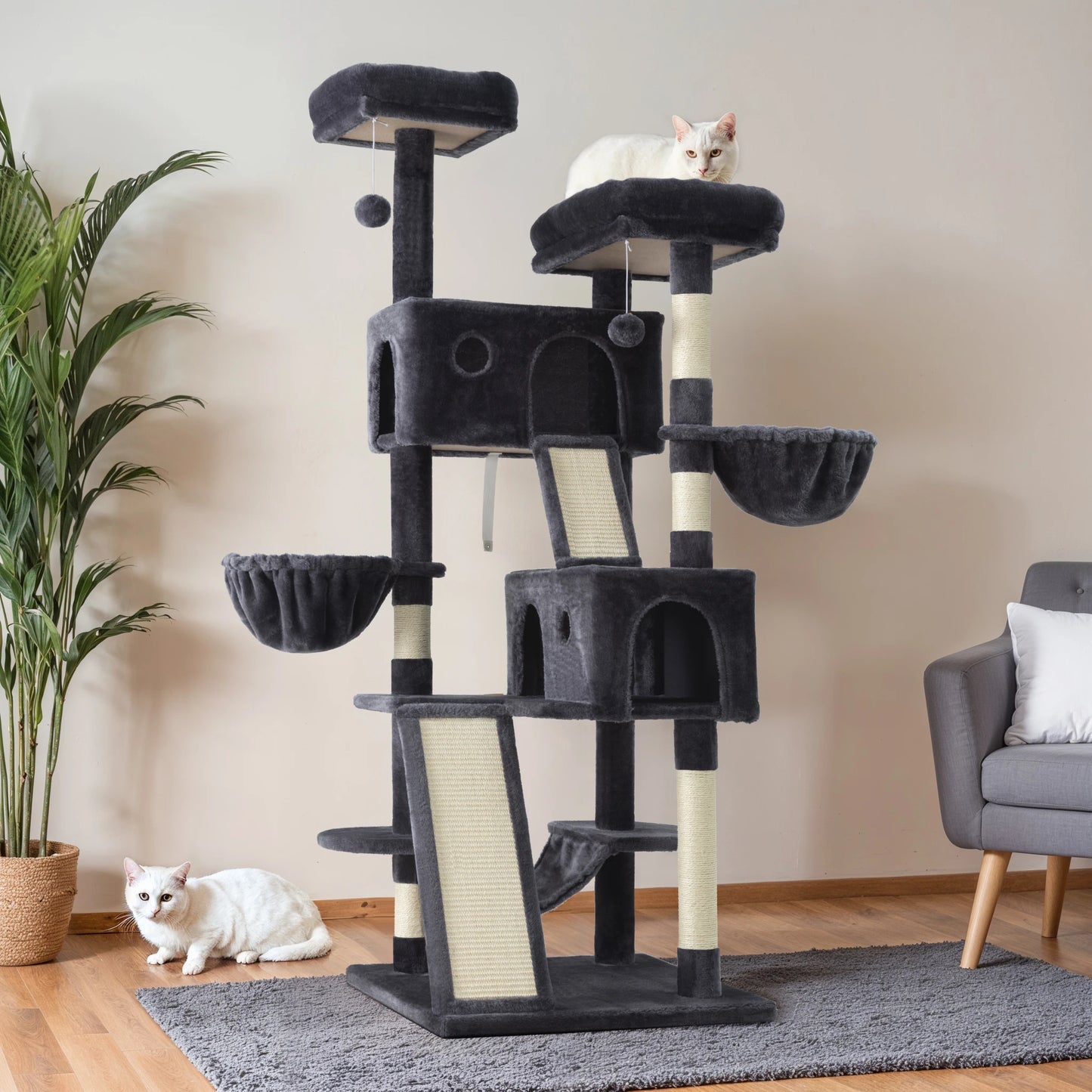 Hoomic Multi Level Cat Tree Tower With Plush Perches Condo