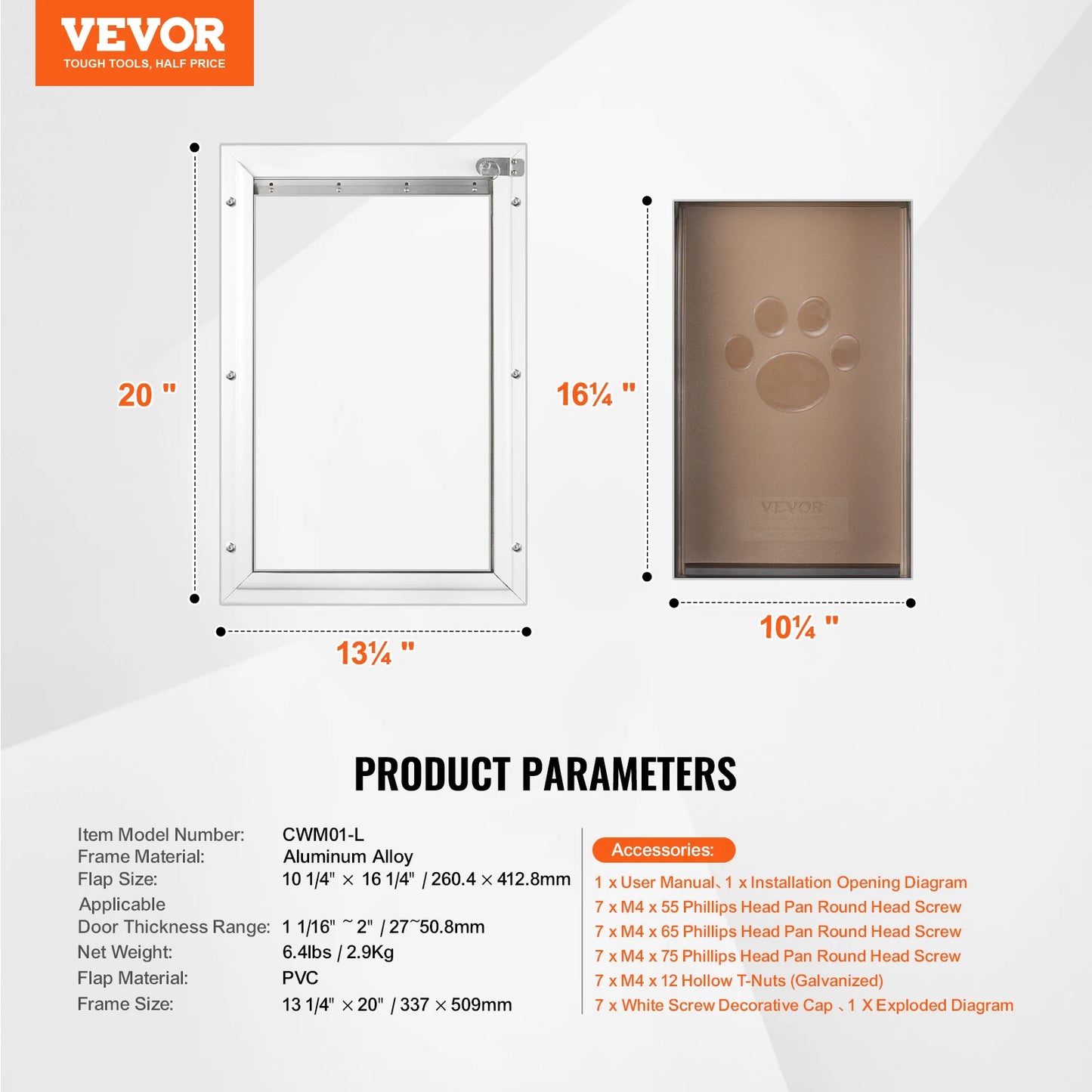 NONEDog Door Aluminum Frame With Lockable Flap System