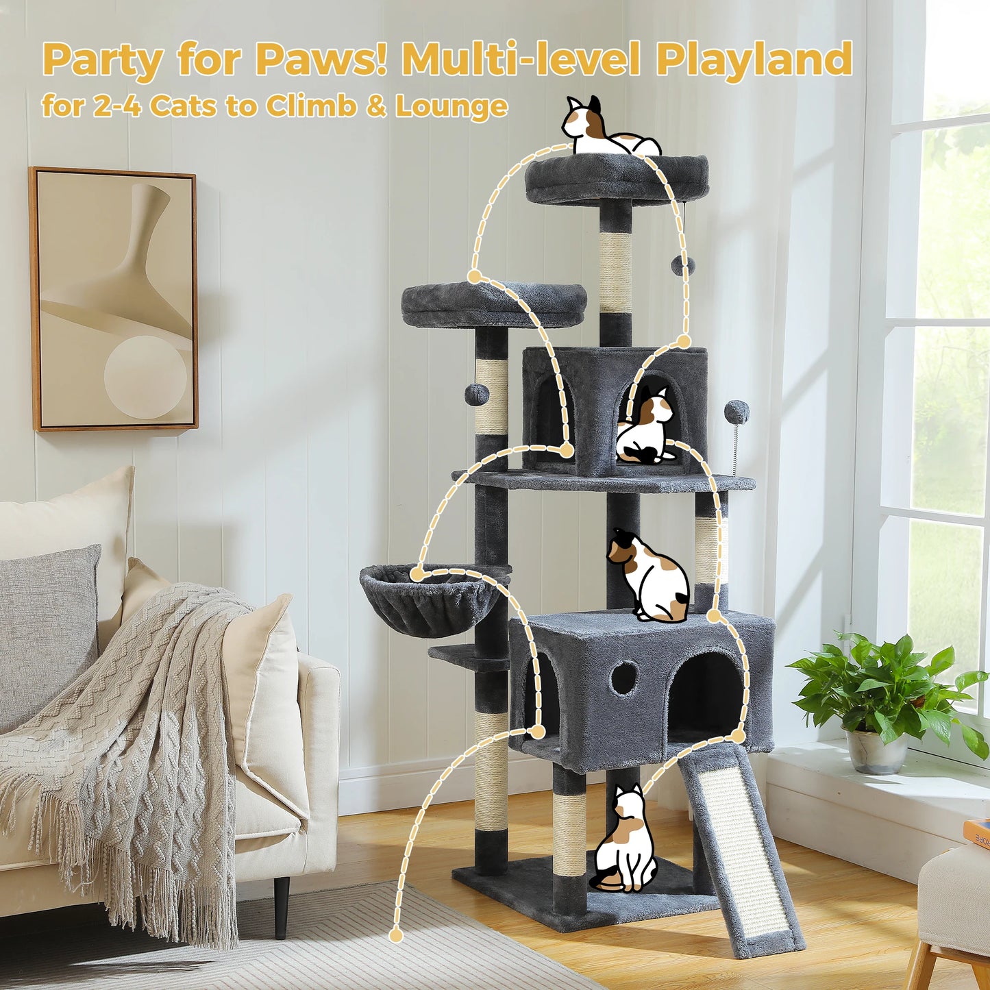 PAWZ Road Multi Level Cat Tree Sisal Scratching Post