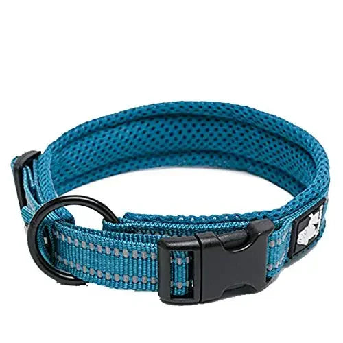 TRUELOVECN Nylon Adjustable Webbing Dog Collar Padded Reflective
