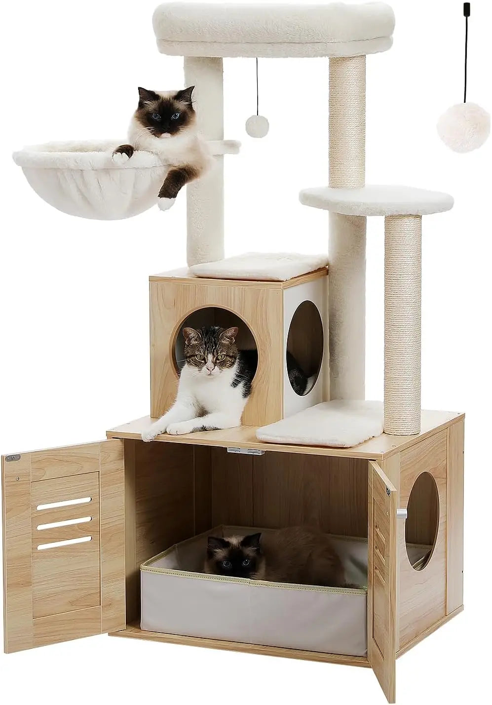 PAWZ Road Modern Cat Tree With Condo And Litter Box