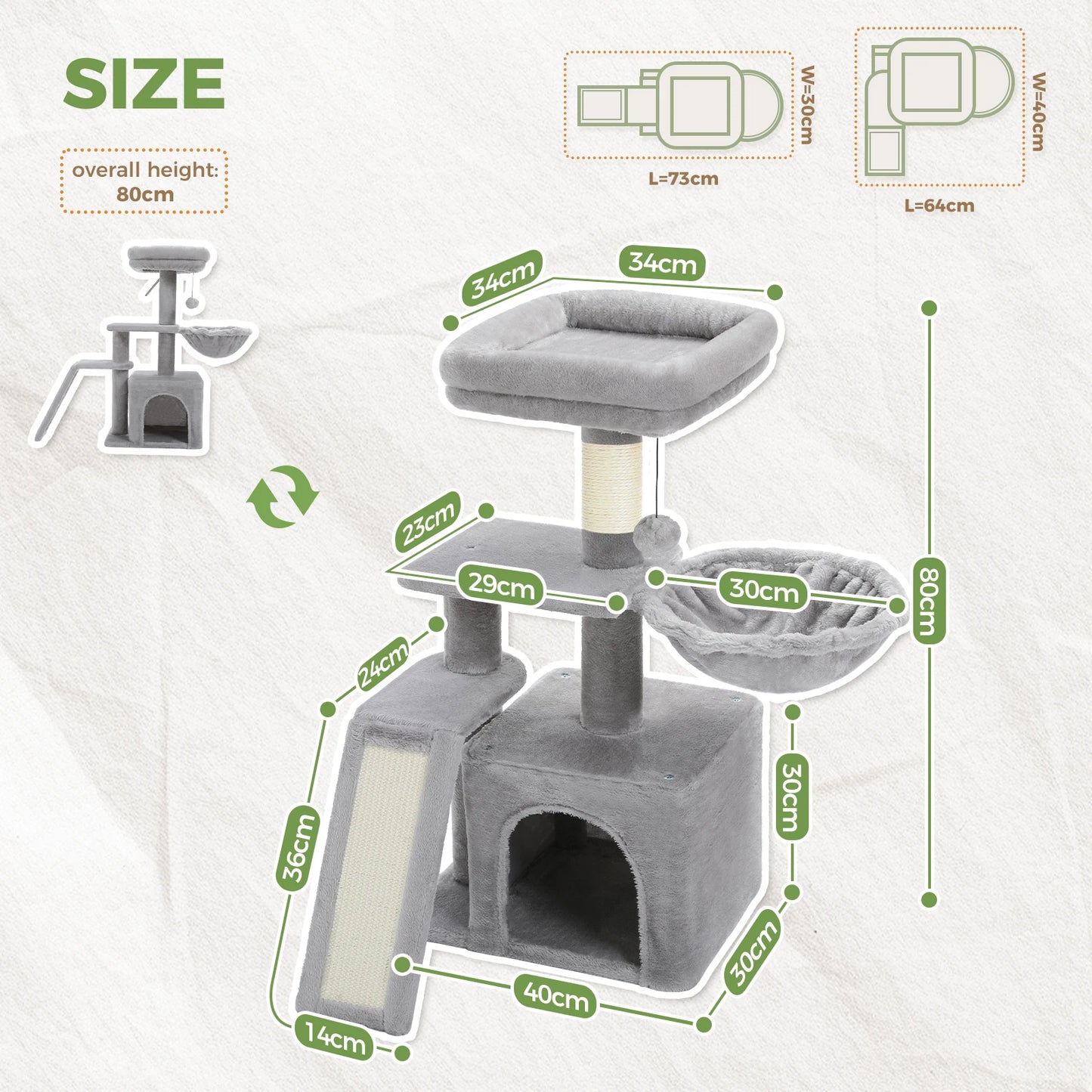 PAWZ Road Cat Tree Tower for Indoor Cats Duo Styles