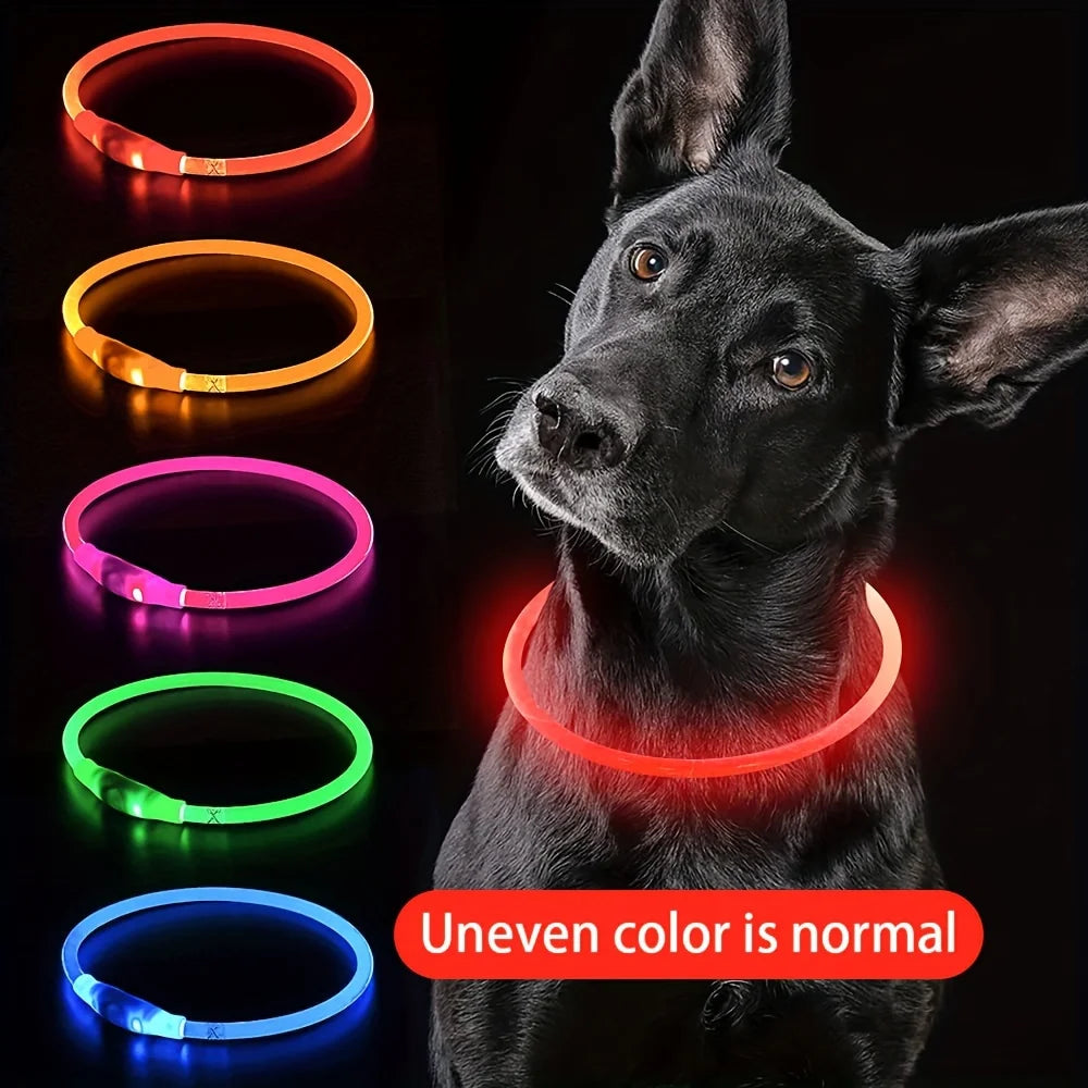 LED Light Dog Collar Reflective USB Rechargeable Pet Safety