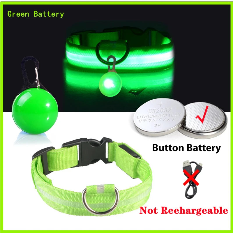 Usb Charging Glowing Dog Collar With Pendant Night Safety