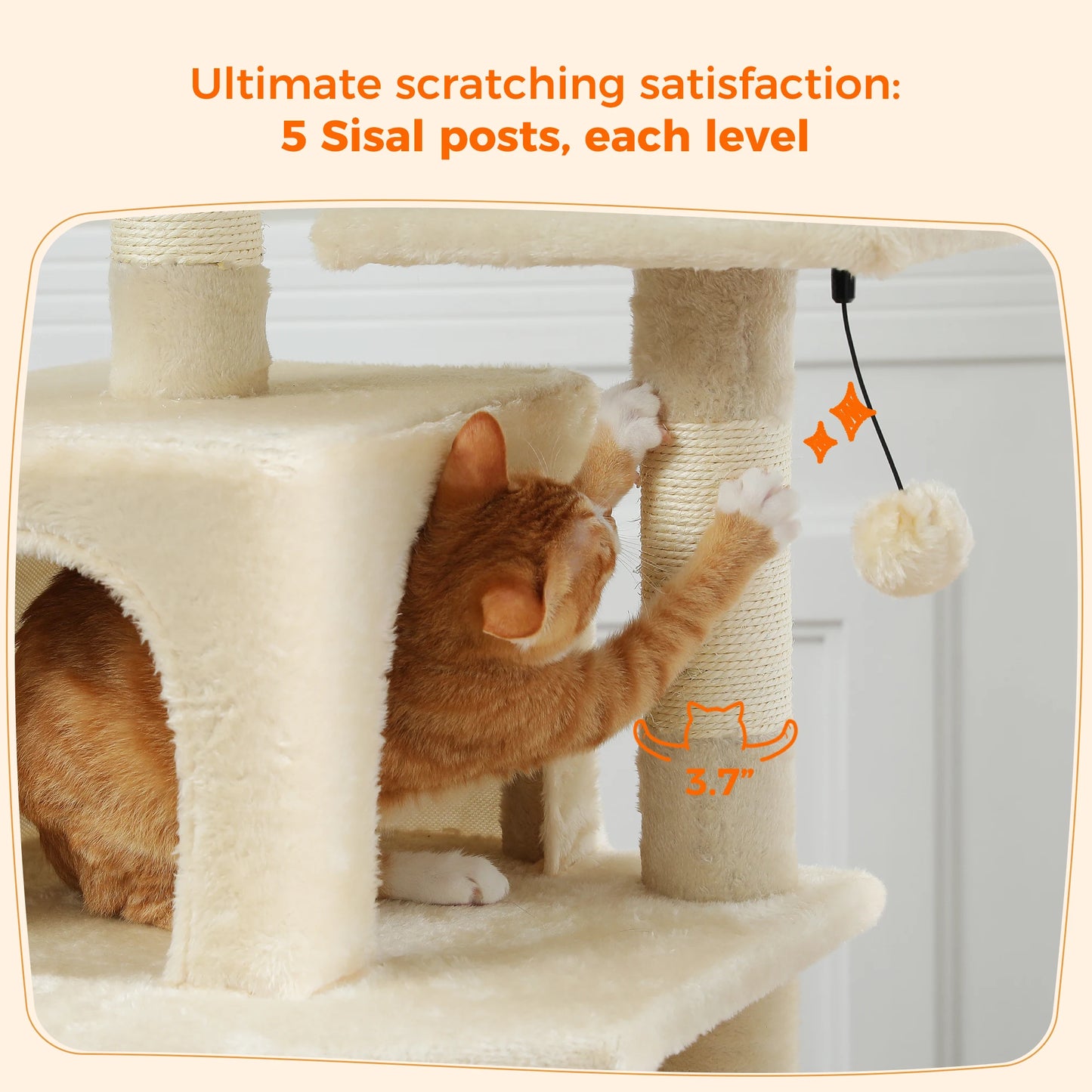 PAWZ Road Large Cat Tree Tower With Sisal Scratching Posts
