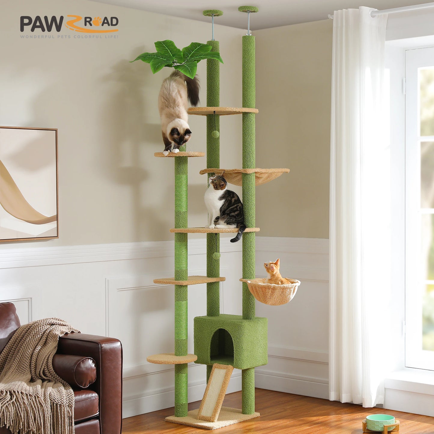 PETEPELACN Cactus Cat Tree Floor To Ceiling Adjustable Tower