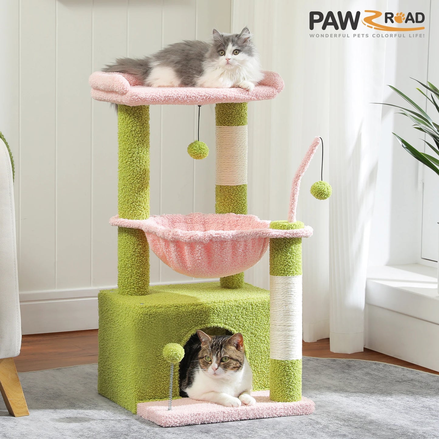 PAWZ Road 4 In 1 Cat Tree With CondoHideaway HammockNest