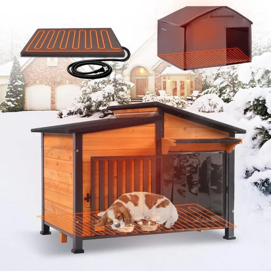 High Concerned Heated Outdoor Dog House With Heating Pad