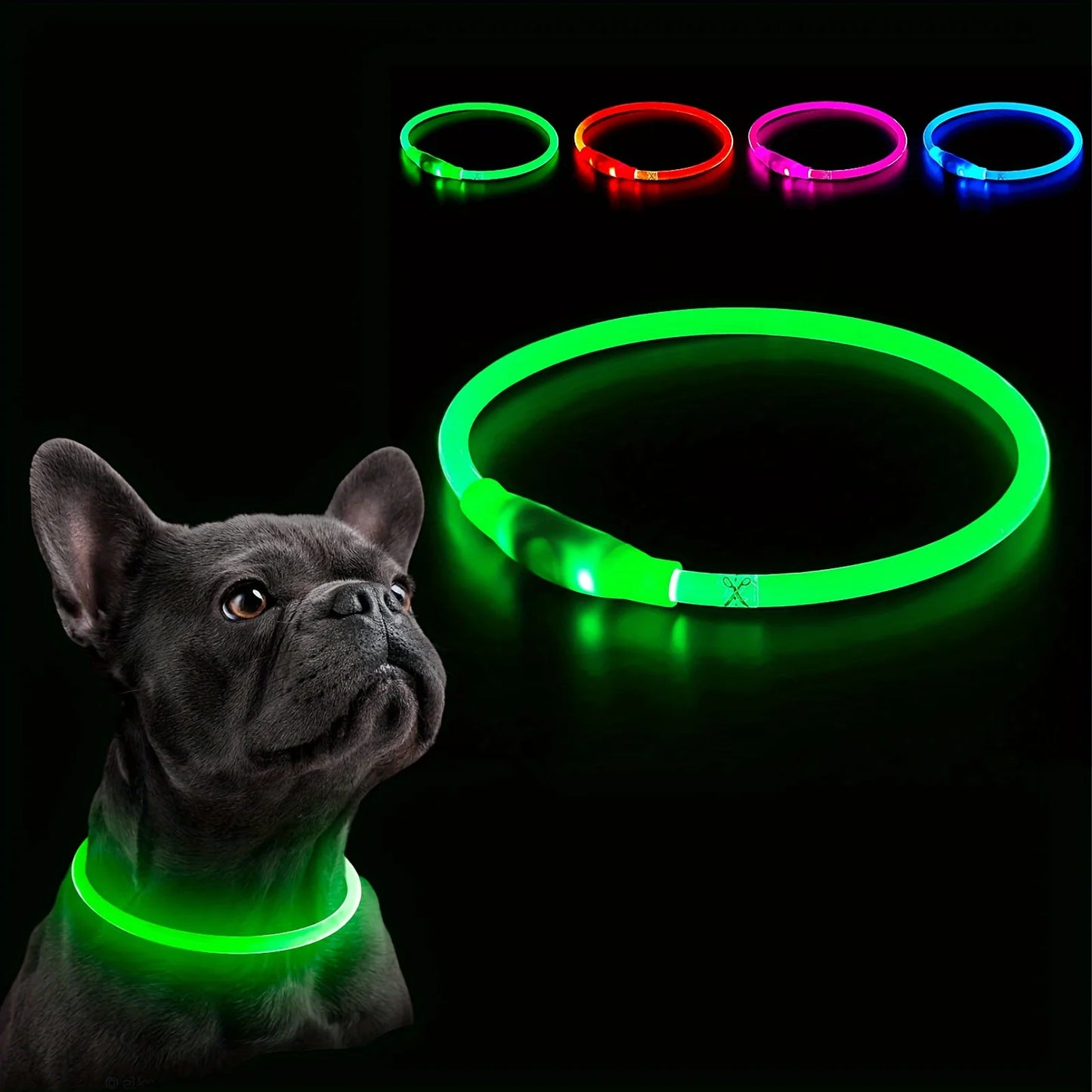 LED Light Dog Collar Reflective USB Rechargeable Pet Safety