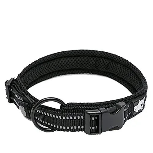 TRUELOVECN Nylon Adjustable Webbing Dog Collar Padded Reflective