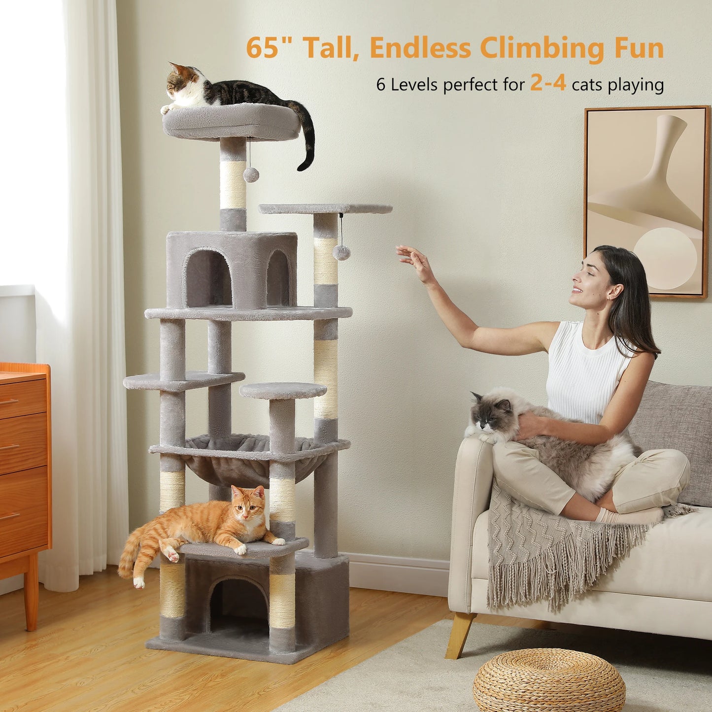 PAWZ Road Large Cat Tree Tower With Sisal Scratching Posts