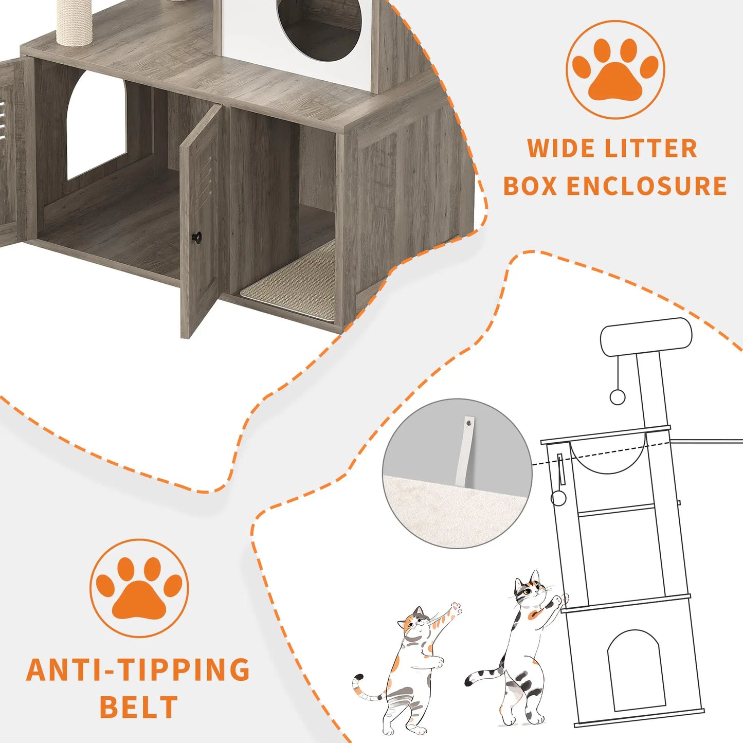 HiMISSCN Modern Cat Tree With Hidden Litter Box Multi Level
