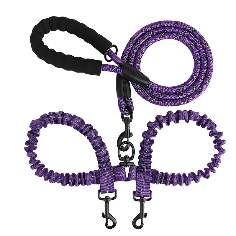 YTYINCN Double Dog Leash Coupler Nylon Elastic For Two Dogs