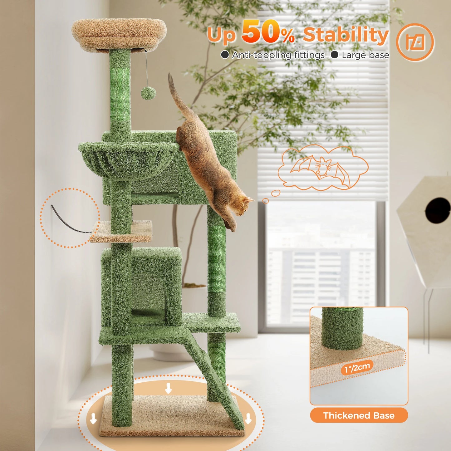 PETEPELACN Luxury Multi Level Cat Tree Tower With Cat Condo