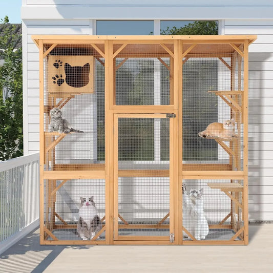 High-Concerned Cat House Outdoor Indoor Wooden Enclosure