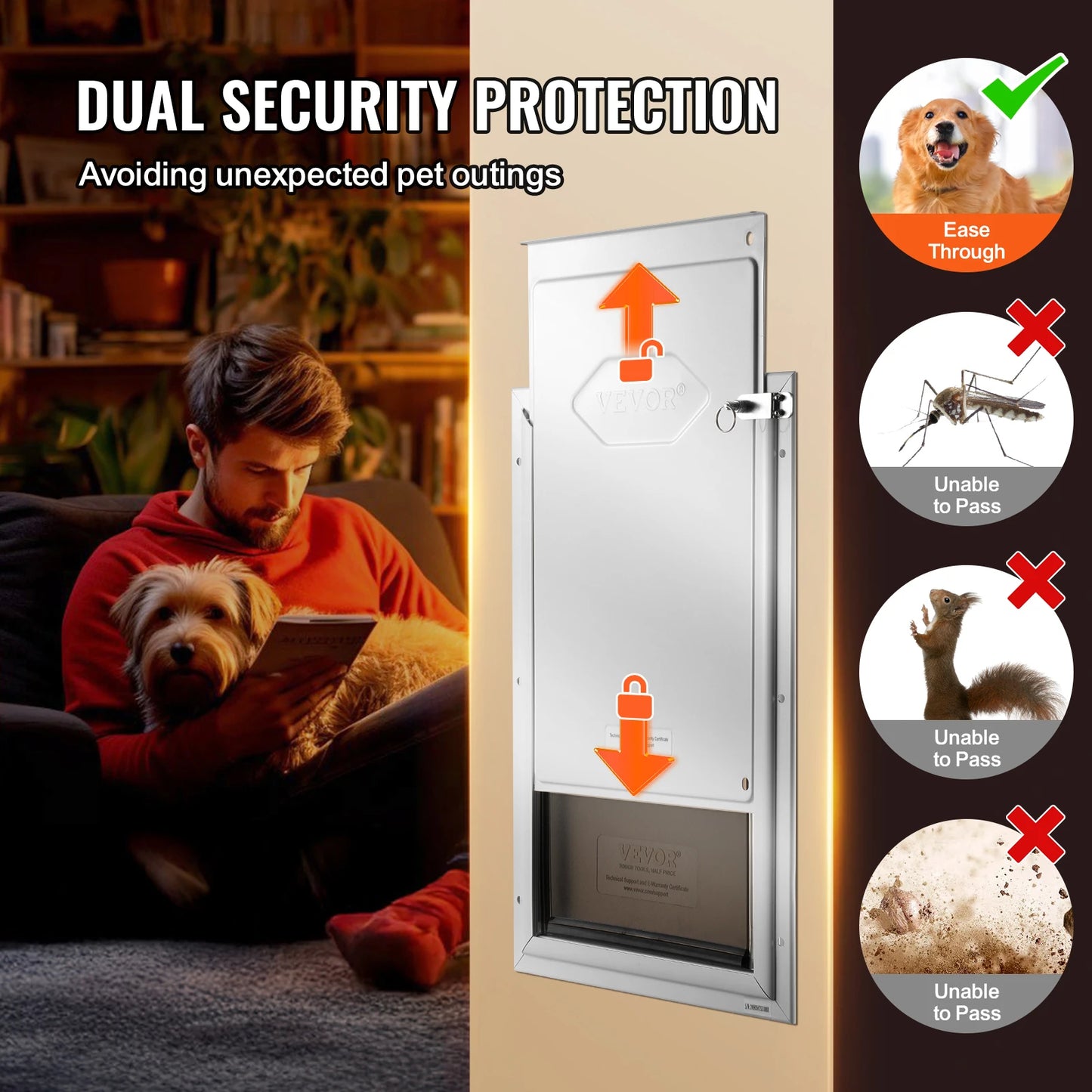 NONEDog Door Aluminum Frame With Lockable Flap System