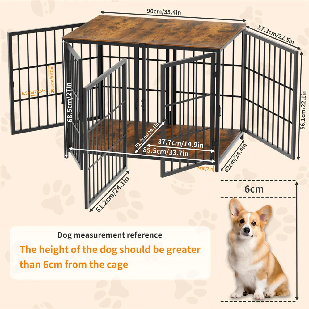 BORWARTH Ultra Thick Dog Crate With Removable Divider And Doors