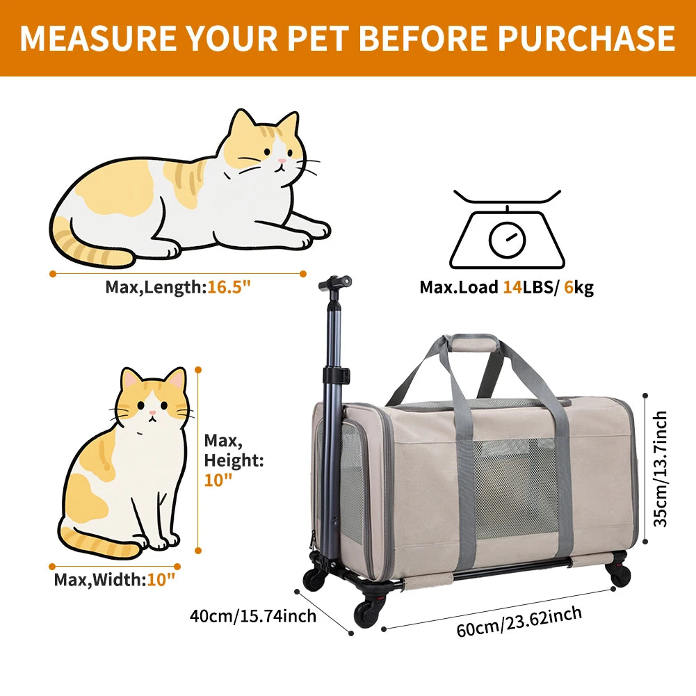 Cat Transport Stroller With Wheels For Two Cats Travel