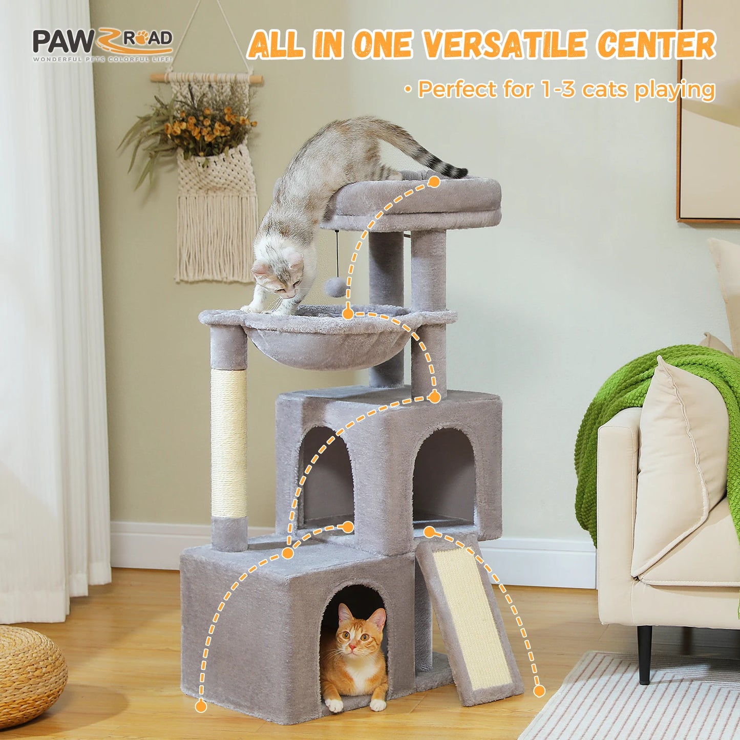 PAWZ Road Cat Tree Multi Level Cat Tower With Condos