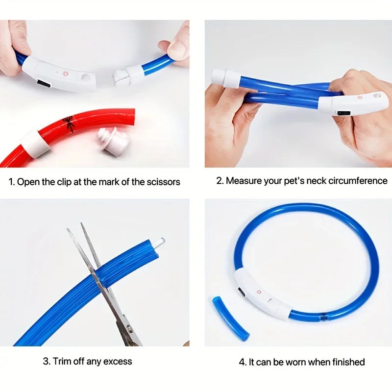 LED Light Dog Collar Reflective USB Rechargeable Pet Safety