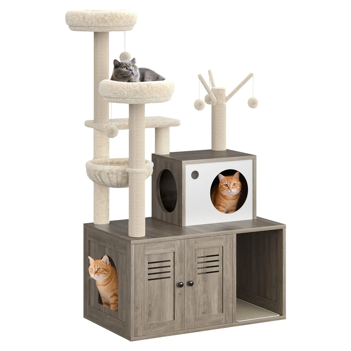 HiMISSCN Modern Cat Tree With Hidden Litter Box Multi Level