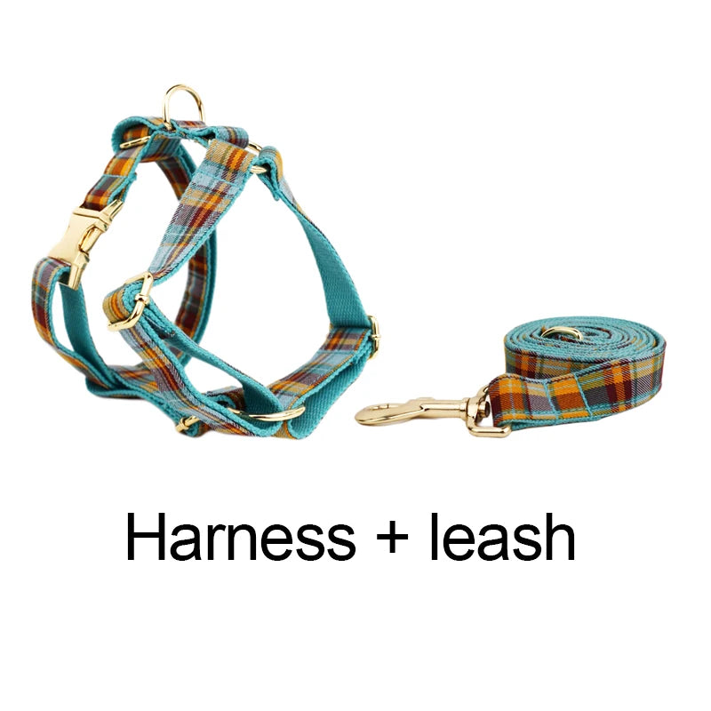 YTYINCN Custom Logo Dog Collar Leash Harness Bow Set