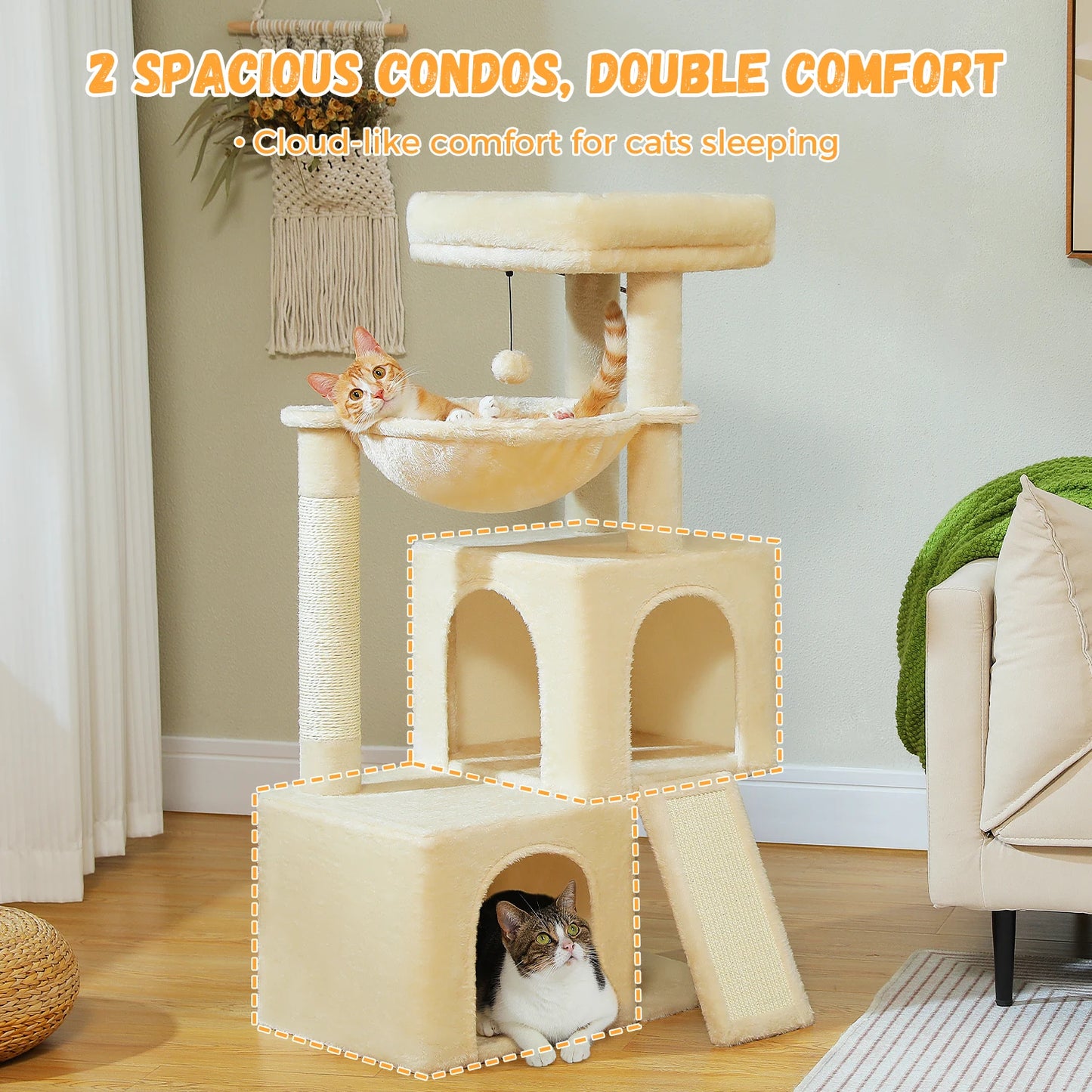 PAWZ Road Cat Tree Multi Level Cat Tower With Condos