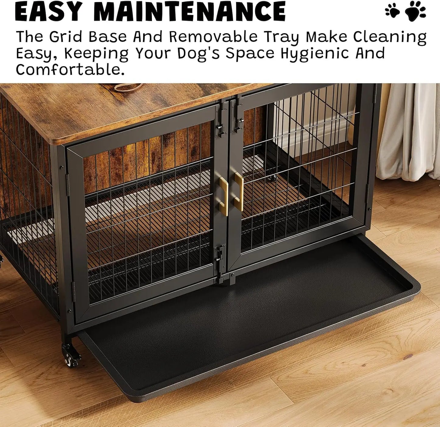 HiMISS Heavy-Duty Dog Kennel Indoor Cage With Wheels 220lbs