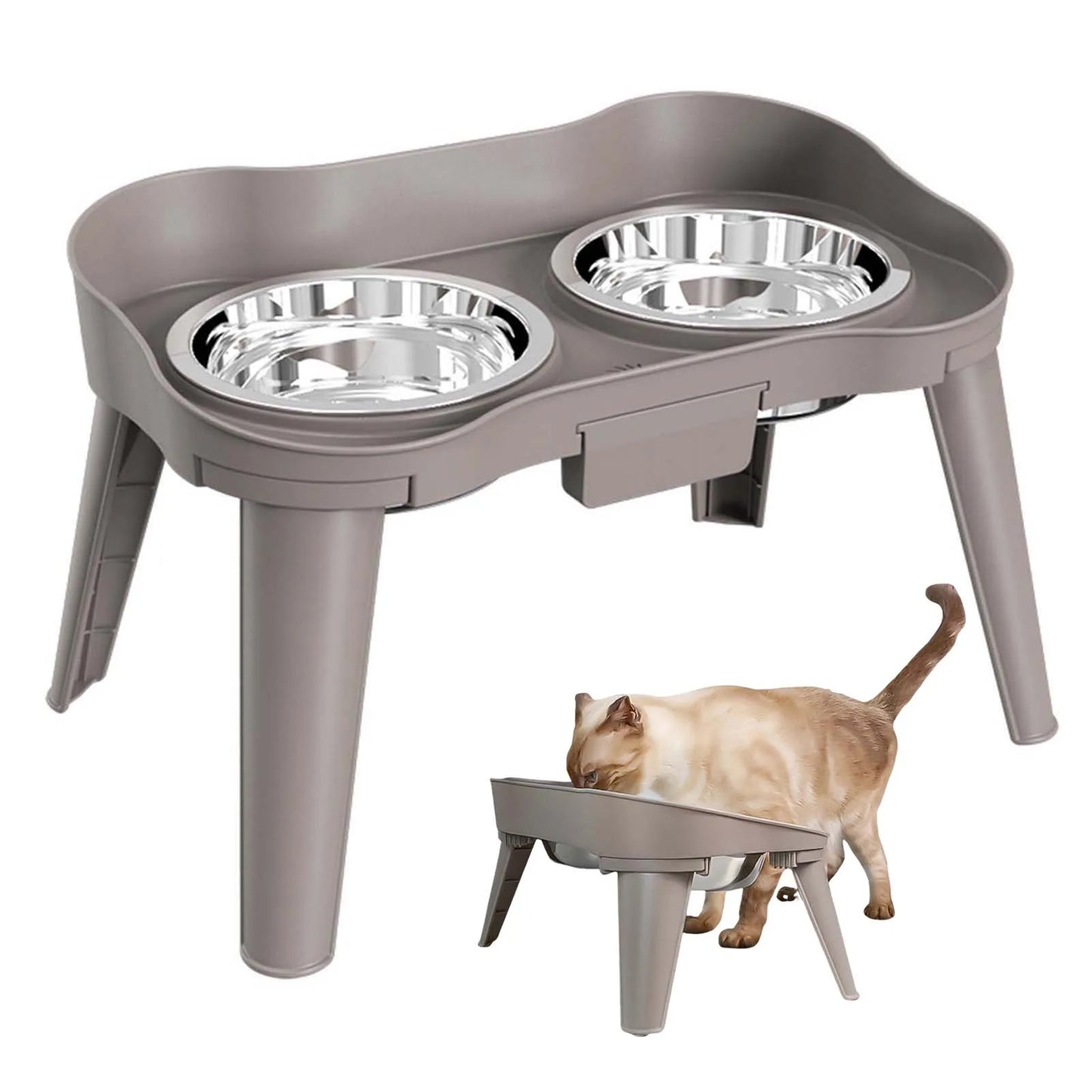 Elevated Stainless Steel Dog Feeder Bowl No Spill No Slip