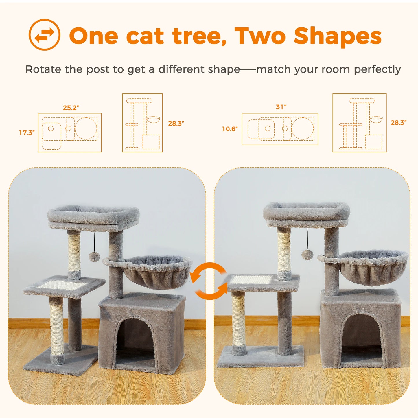 PAWZ Road Cat Tree Tower for Indoor Cats Duo Styles