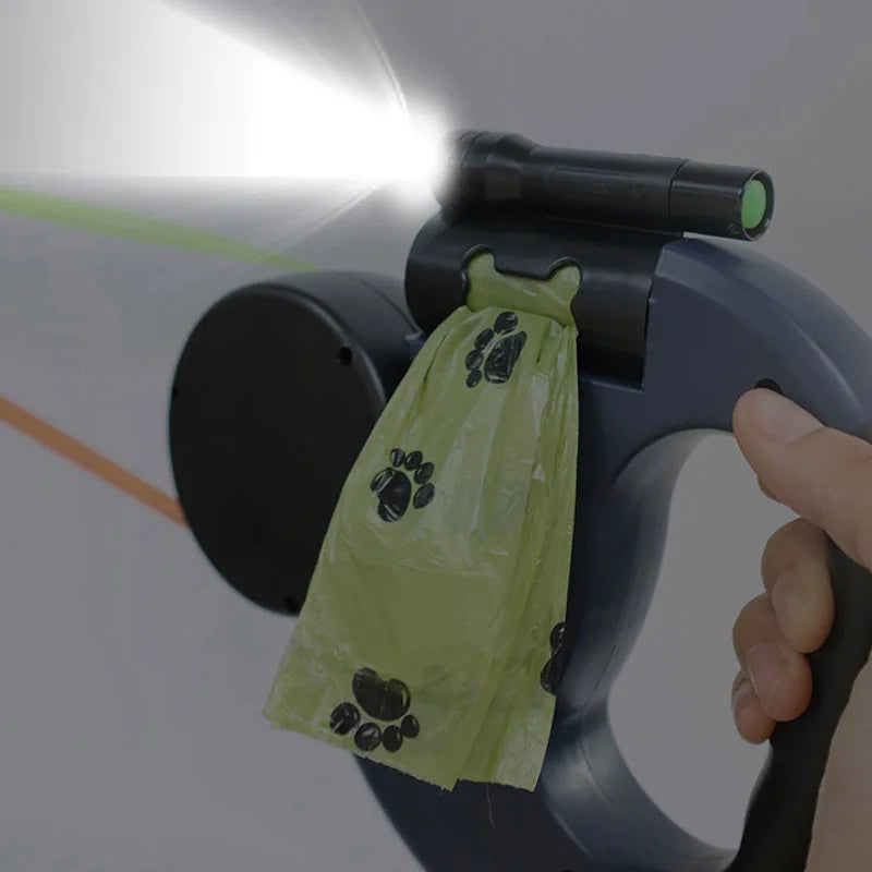 Guangdong 3in1 Double Head Retractable Dog Leash Flashlight Poop Bag