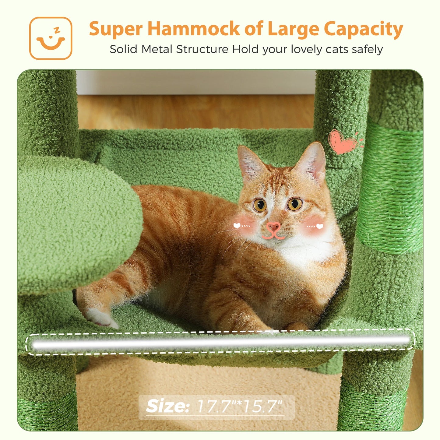 PAWZ Road Cactus Cat Tree Tower With Plush Hammock