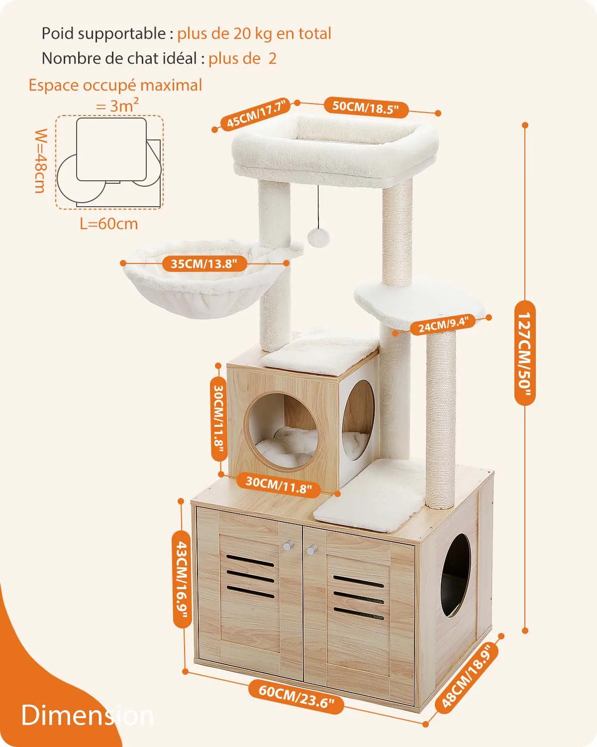 PAWZ Road Modern Cat Tree With Condo And Litter Box