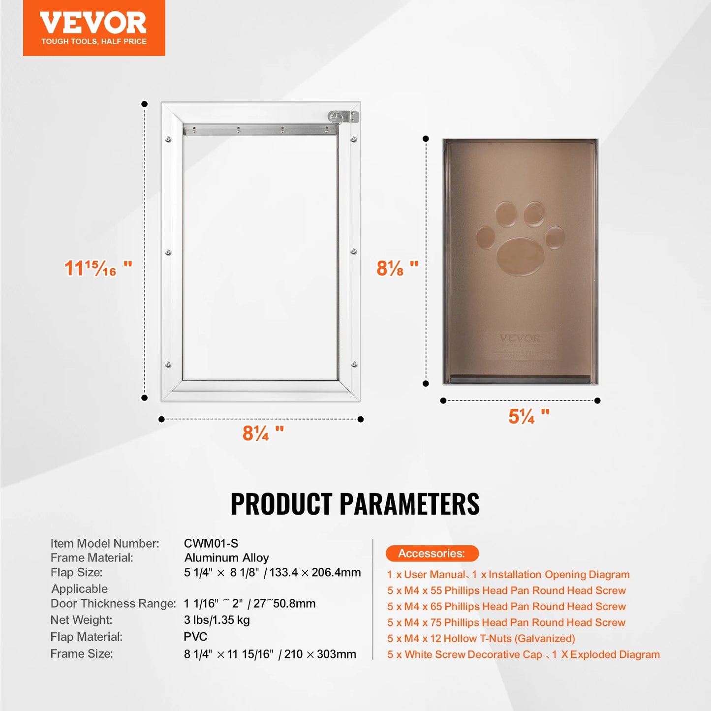 NONEDog Door Aluminum Frame With Lockable Flap System