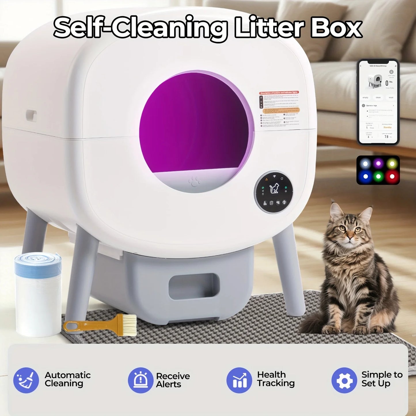 Lunapurr Self Cleaning Automatic Cat Litter Box With App Control
