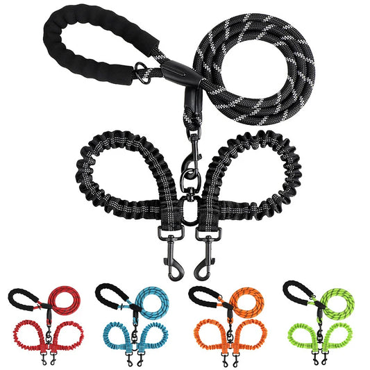 YTYINCN Double Dog Leash Coupler Nylon Elastic For Two Dogs