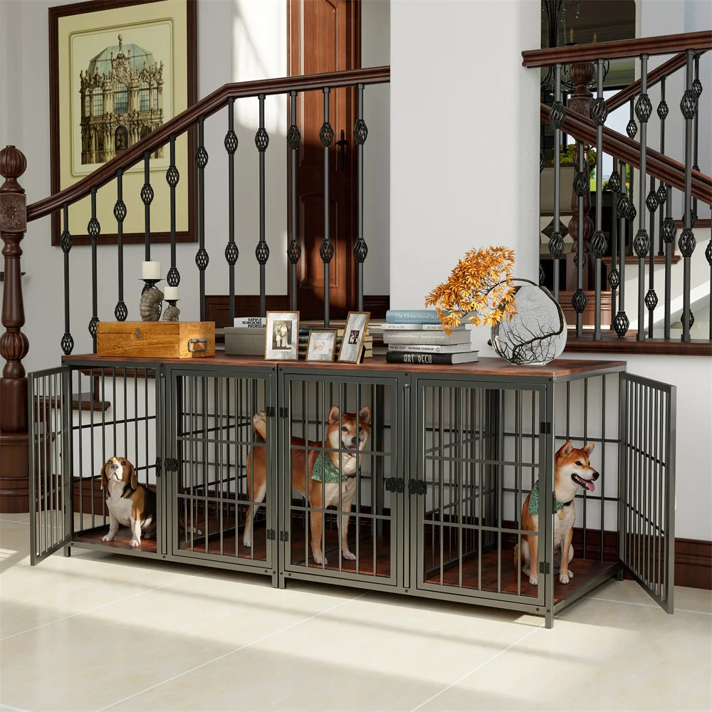 BORWARTH Ultra Thick Dog Crate With Removable Divider And Doors
