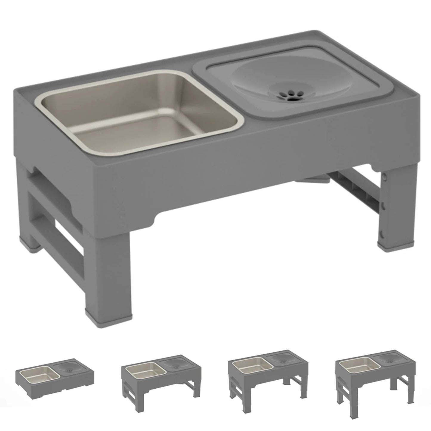 TWISTER.CK Elevated Dog Slow Feeder With Adjustable Stand Stainless Bowls