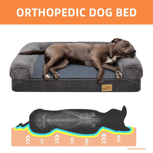 BORWARTCN Calming Orthopedic Memory Foam Dog Bed Waterproof Removable Cover