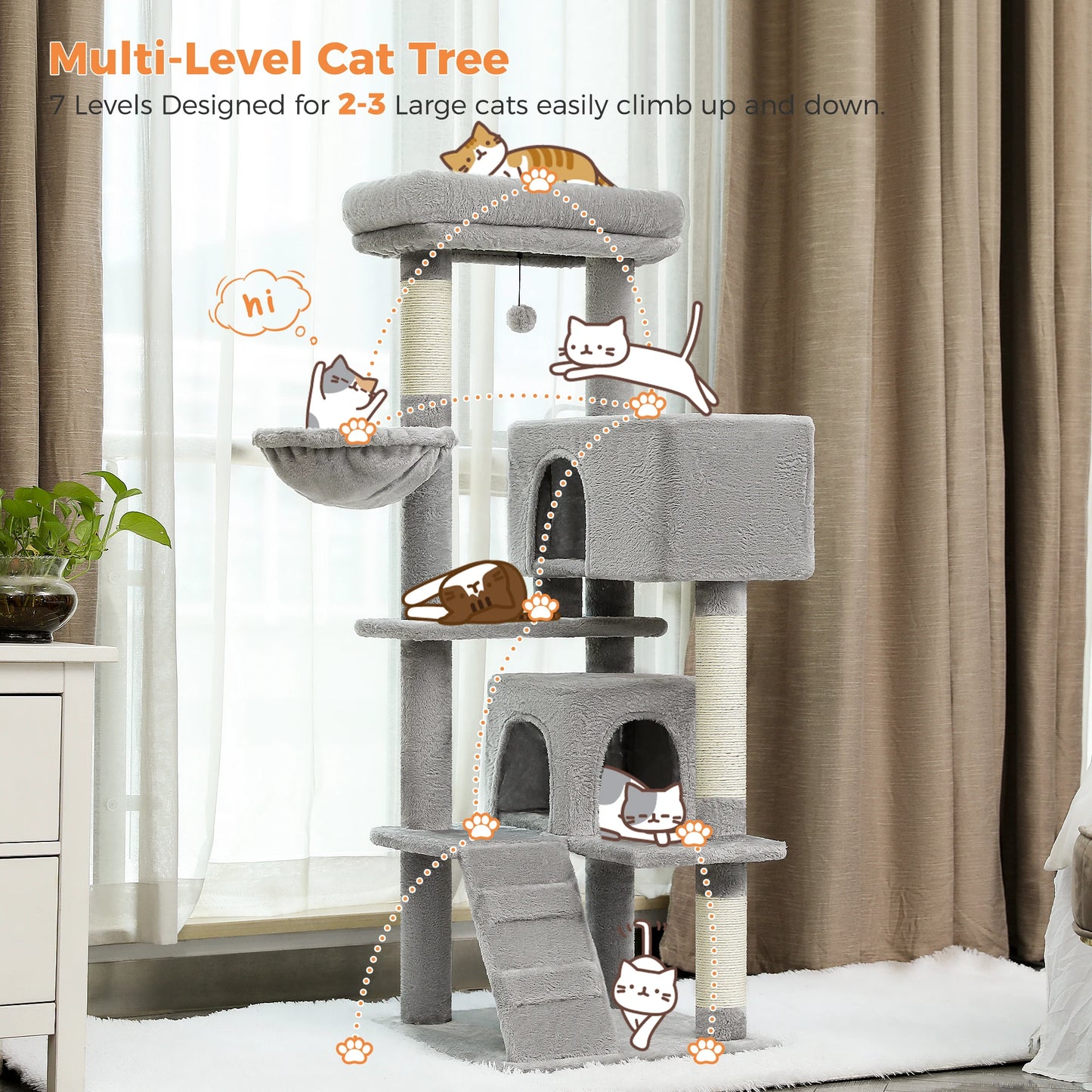 PETEPELACN Luxury Multi Level Cat Tree Tower With Cat Condo